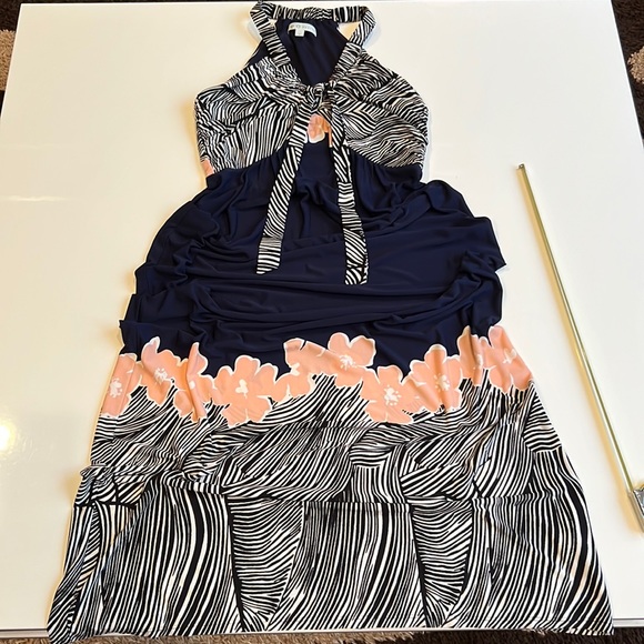 CLEO Maxi dress multicolour navy, pink and white festival/wedding/casual - Picture 3 of 13